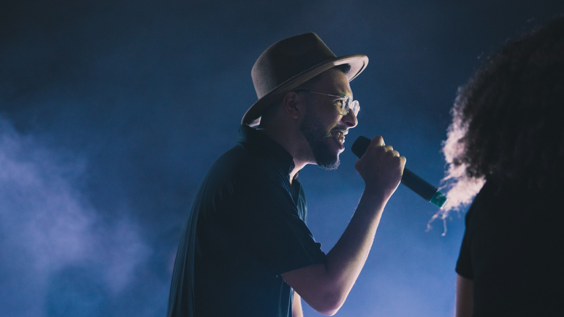 Man singing with a microphone